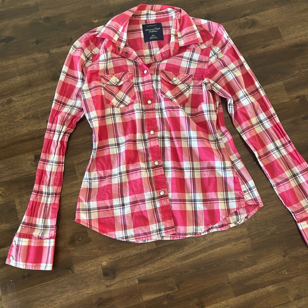 American Eagle Outfitters Red Plaid Shirt
